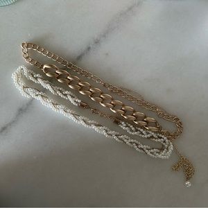 Lot of Belts - Gold Chain + Pearl